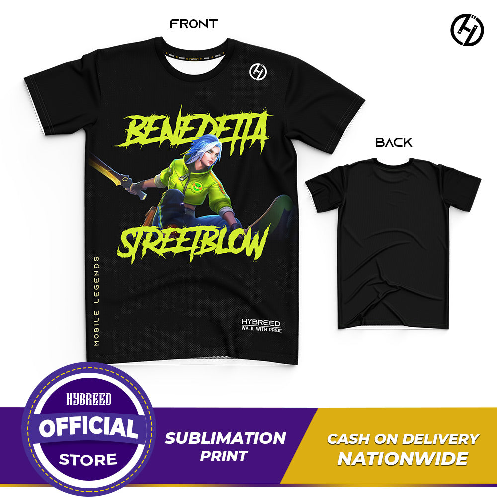 HYBREED LITE BENEDETTA STREET BLOW SKIN Mobile Legends Front Sublimation Tshirt E-Sport Premium Quality - Hybreed Apparel Collections