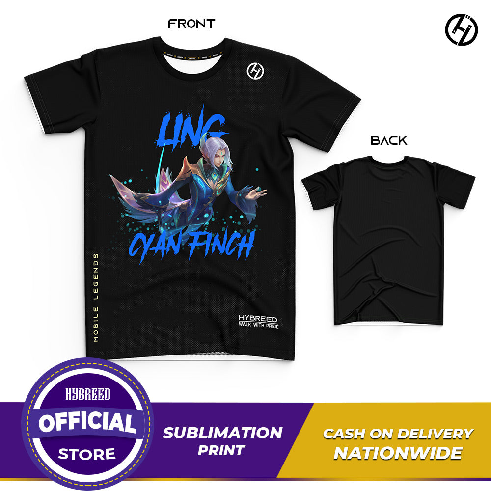 HYBREED LITE LING CYAN FINCH SKIN Mobile Legends Front Sublimation Tshirt E-Sport Premium Quality - Hybreed Apparel Collections