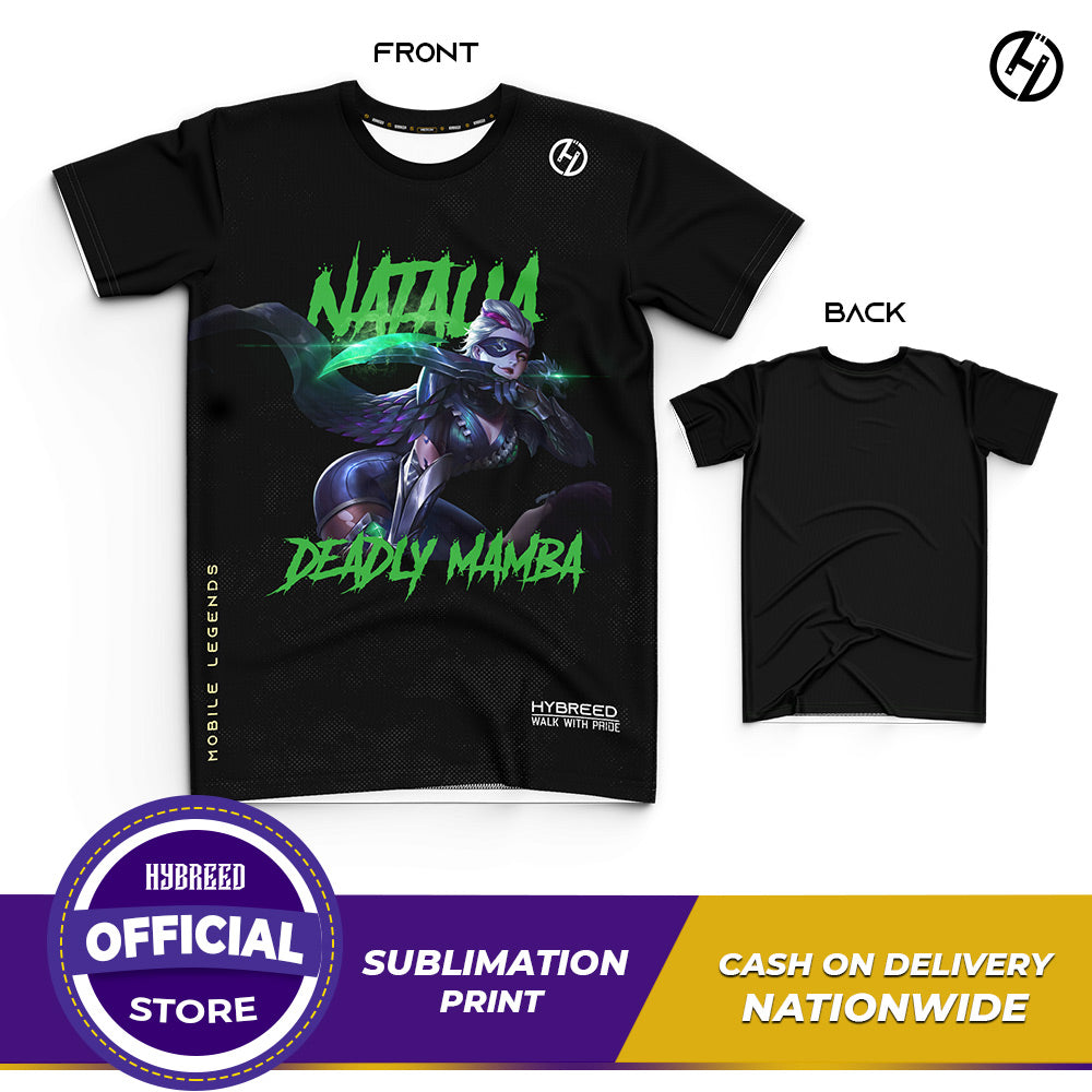 HYBREED LITE NATALIA DEADLY MAMBA SKIN Mobile Legends Front Sublimation Tshirt E-Sport Premium Quality - Hybreed Apparel Collections